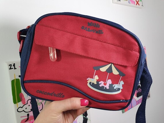 vintage coccodrillo bag for kids, red, navy blue,… - image 2