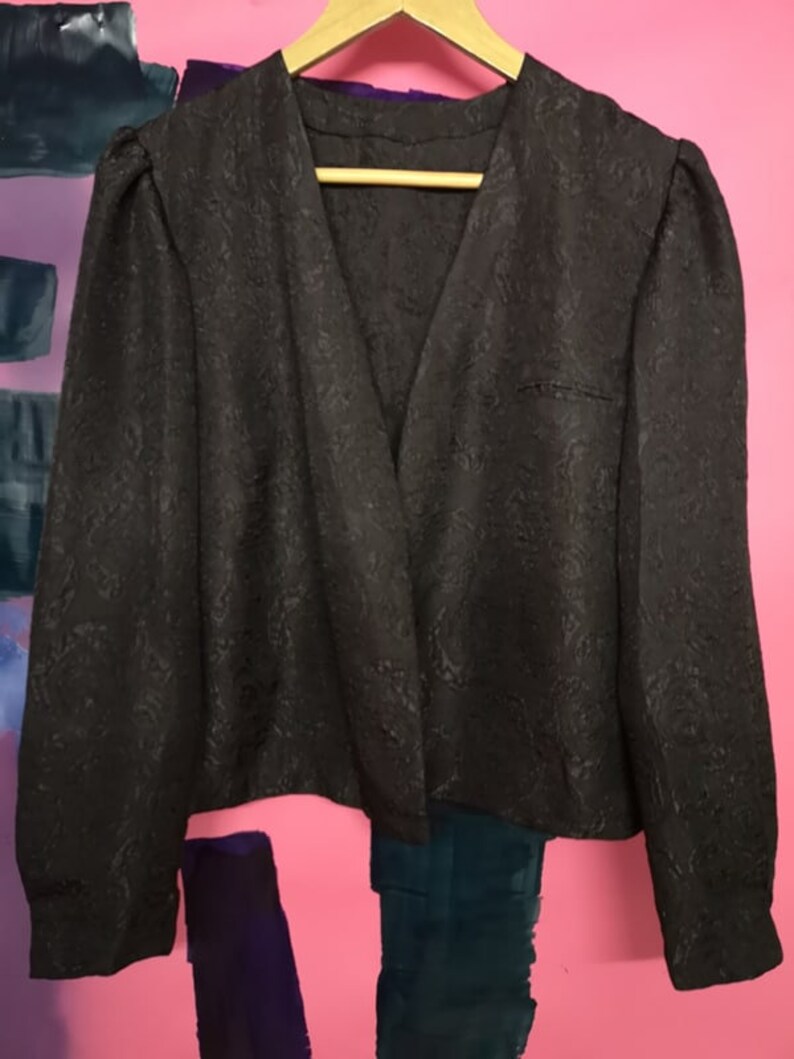 floral pattern dress jacket party L blazer prom women/'s vintage black shrug size large retro woman bolero jacket minimalist