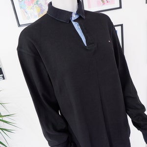 Vintage Tommy Hilfiger Black Cotton Long Sleeve Top, UK 12, L