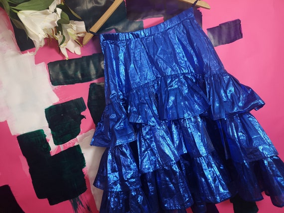 super, vintage, women's sparkling skirt, blue colo