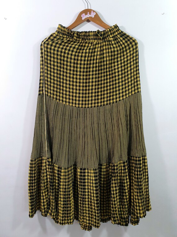amazing, vintage, women's maxi skirt, checked, ye… - image 3
