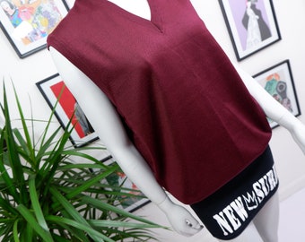 super cool, vintage, men's, women's sweater vest, burgundy, size L, v-neck, pullover, sleeveless, wool, elegant, casual, retro jumper