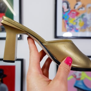 Vintage 80s Gold Heeled Sandals - UK 6.5 / EU 40