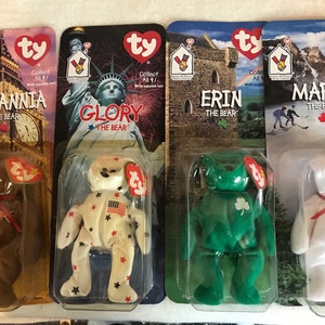 Teenie Beanies. Collectible Vintage TY collection McDonalds new set of 4 teenie beanies stuffed toy bears. Price is for all 4. ORIG PKG.