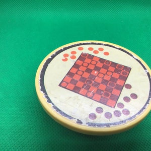 Vintage Fisher Price yellow table. Little People Miniature round game table.