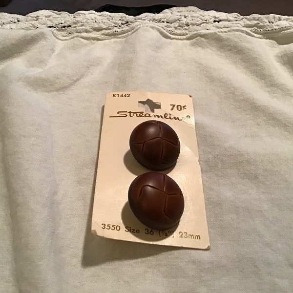 Vintage Streamline Leather like buttons 7/8” shank style.  Price is for two buttons.  Made in Italy