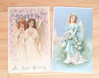Easter Angels Embossed Postcards 1900's Printed in Germany
