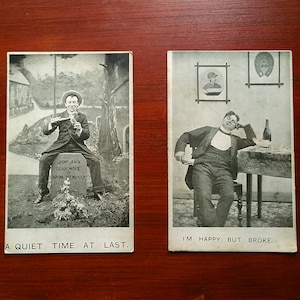 1910&#39;s Antique Men Postcards, Old Photo Postcards, Sepia Postcards, Funny Antique Postcards, 1910&#39;s Ephemera Collectibles, Early Postcards