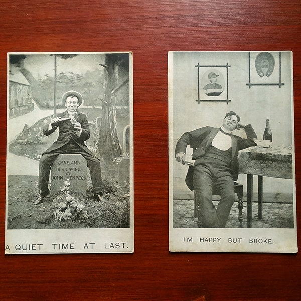 1910's Antique Men Postcards, Old Photo Postcards, Sepia Postcards, Funny Antique Postcards, 1910's Ephemera Collectibles, Early Postcards