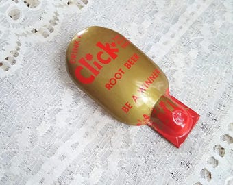 Click Root Beer Tin Litho Clicker, 1960's Soda, Vintage Advertising Promo, 1960's Memorabilia