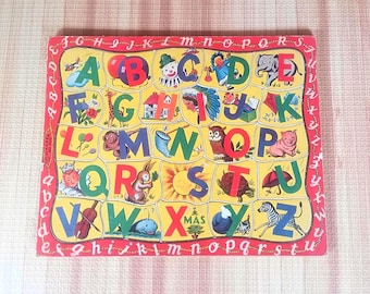 Vintage Walzer Alphabet Jigsaw Puzzle, Children's Cardboard Frame Tray Puzzle, 1950's Play and Learn, Midcentury Early Childhood