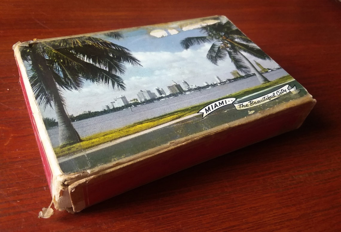 Vintage Miami Souvenir Playing Cards 1950s Standard Deck Brown Etsy