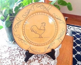 Nancy Calhoun Rustic Rooster Salad Plate by Fapor Portugal, Rooster Lovers Decorative Dinnerware