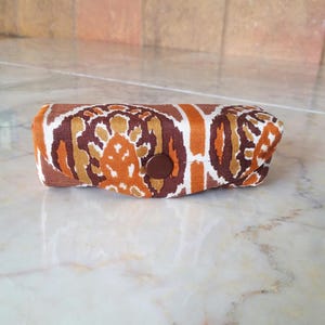 Vintage Lipstick Case with Mirror Snap Close, Fabric Lipstick Holder, Retro Makeup Accessories, Cosmetic Accessory