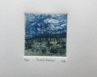 Aquatinte des dunes de sable, oeuvre d'art de plage en édition limitée