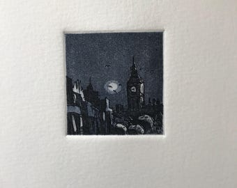 Impression Big Ben, gravure de Londres, oeuvre d'art en édition limitée