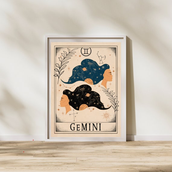 Zodiac Academy Gemini Tarot Card Print – Bookish Art (Digital Download)