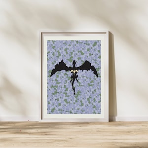 The Fourth Wing Poster - Violets Dragons - Rebecca Yarros Print - Bookish Gift