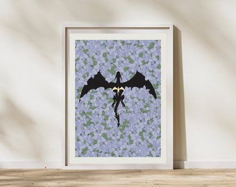 The Fourth Wing Poster - Violets Dragons - Rebecca Yarros Print - Bookish Gift