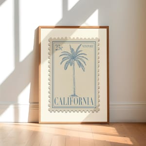 Póster con estampado de sellos postales de California - Decoración vintage de moda para sala de estar - Arte mural para dormitorio costero - Descarga digital de un apartamento estético