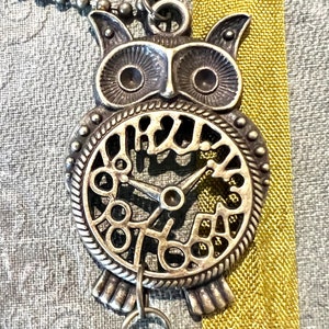 Steampunk Owl Necklace: Bronze Clock Gear Jewelry