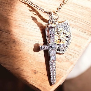 Paladin DND Necklace: Sword & Shield Pendant, DND Jewelry