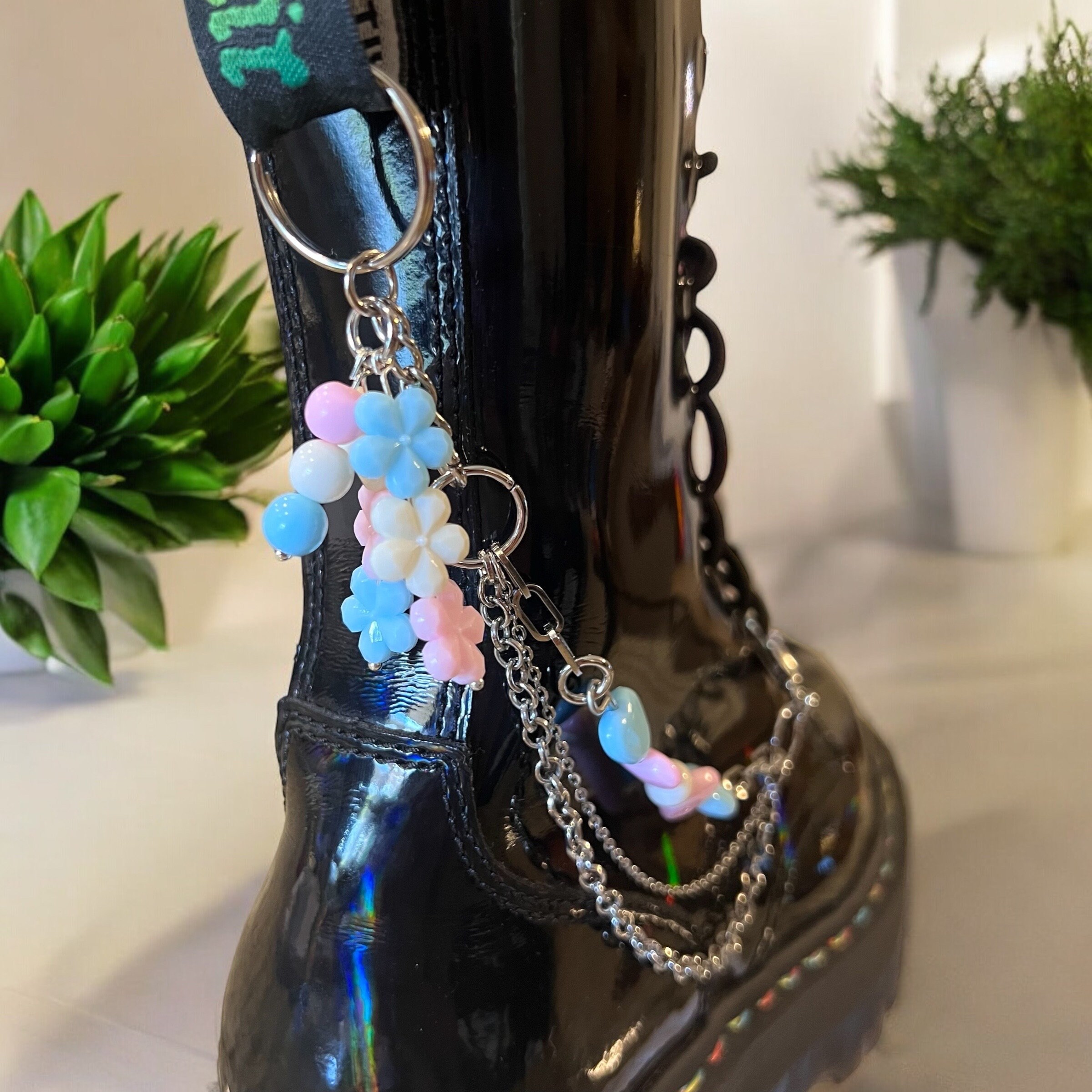 Trans Boot Chain: Pastel Beads, Flower Charms, Transgender Support ...