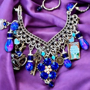 Alice in Wonderland Charm Necklace: Cheshire Cat, Tea Party, Cosplay Jewelry