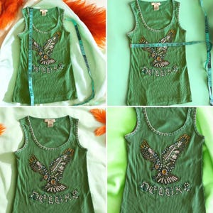 Vintage Ribbed Cotton Rhinestone and Sequins Eagle Tank Top Vintage ...