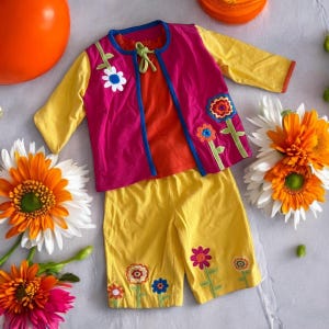Vintage Hanna Andersson culottes, tie front jumper and tshirt. Super colorful. Comfy. Embroidered. Cotton. Comfortable. Vintage. Beautiful
