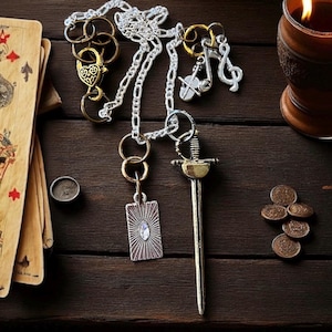 Barde DND Rapier Sword Halskette: Gold, Silber, Bronze Charms