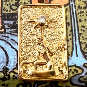The Star Tarot Card necklace. Major arcana tarot card jewelry. Gorgeous tarot card pendant necklace.