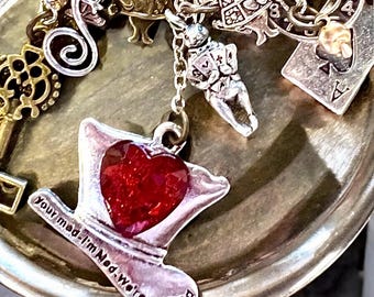 Alice in Wonderland Charm Necklace: Mad Hatter Jewelry