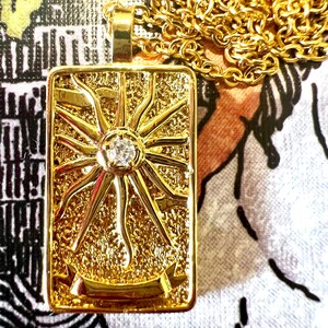 The Sun Tarot Card necklace. Major arcana tarot card jewelry. Gorgeous tarot card pendant necklace.