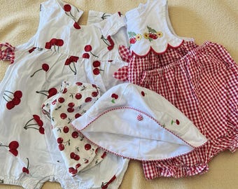 Vintage Baby Girl Summer Cotton Outfits: 9-12 Months
