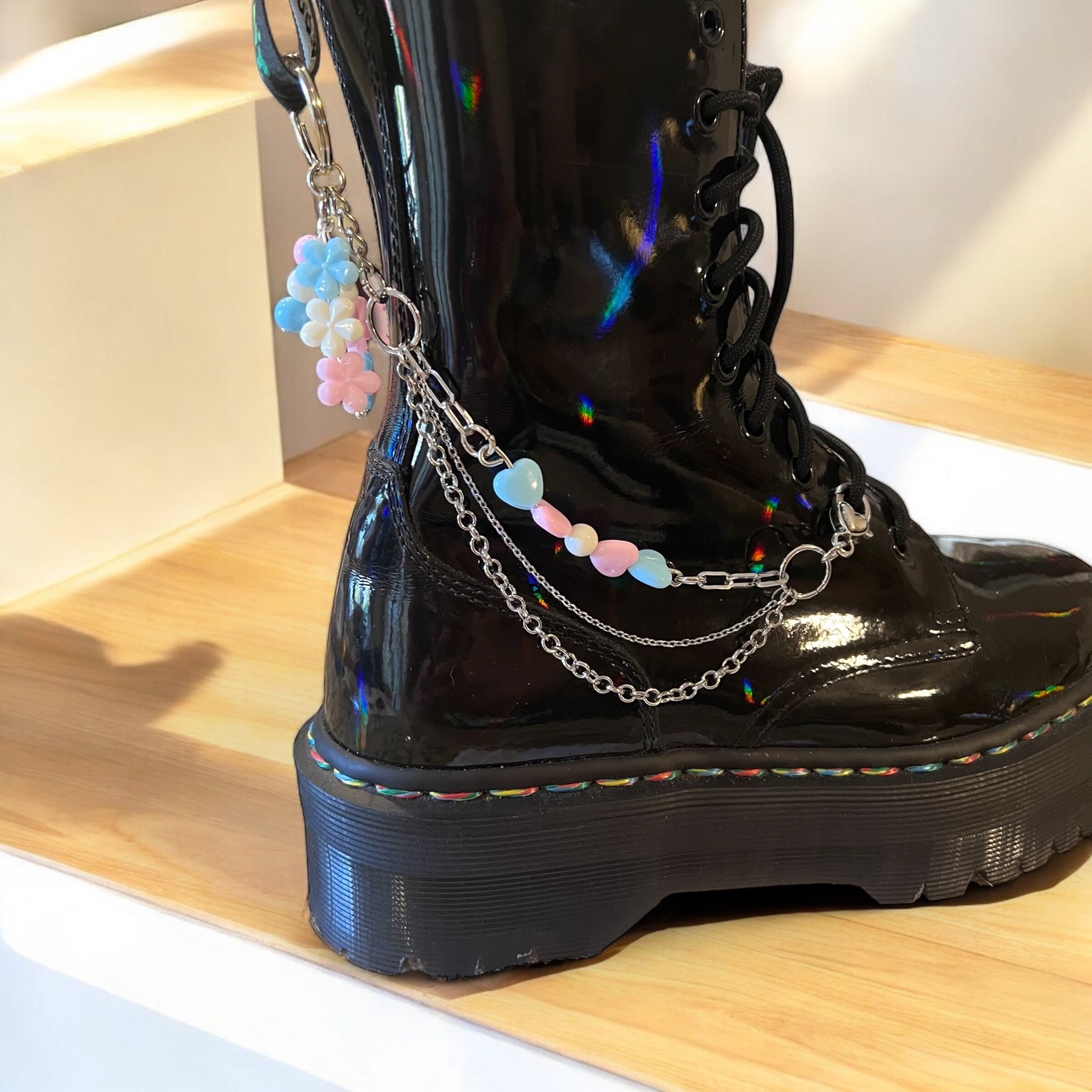 Trans Boot Chain: Pastel Beads, Flower Charms, Transgender Support ...