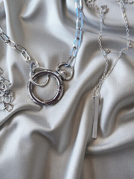 Layered Silver Toned Necklaces- Multi Layered Necklace Set View 5