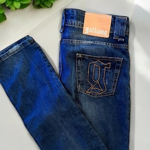 Vintage Galliano Jeans: Women&#39;s Straight Leg, Navy Blue, Made in Italy