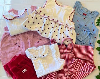 Conjuntos de verano para niñas de Janie and Jack Baby Gap: Estampado de cuadros vichy con volantes y rayas.