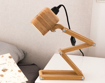 Bedside Wooden Lamp | Table modern lamp | Cozy lamp, Loft wood lamp - FLAMPIC Pixaro