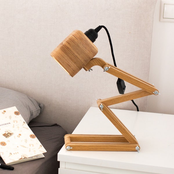 Bedside Wooden Lamp | Table modern lamp | Cozy lamp, Loft wood lamp - FLAMPIC Pixaro