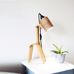 Giraffe lamp, desk lamp, table lamp, bedside lamp, industrial lamp modern, cute lamp, funky lamp, wood lamp, small table lamp, accent lamp image 1
