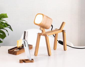 Wood table lamp FLAMPIC Dog