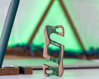 Walnut Wood Epoxy Phone Stand, Desk Organizer Holder