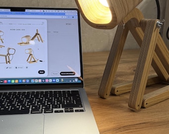 Handmade Wooden Dog Lamp, Animal Nursery Bookish Decor