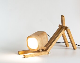 Wooden Dog Lamp, Adjustable Desk Lamp, Bedside Reading Light, Handmade Wood Table Lamp, Unique Gift for Dog Lover
