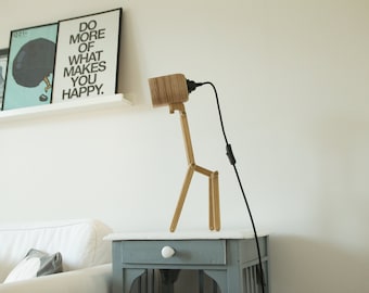 Wood Giraffe Desk Lamp: Book Lover's Bedside Reading Light