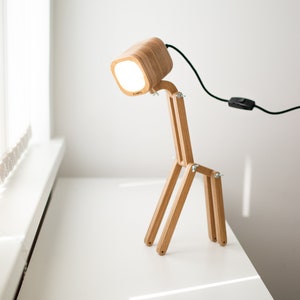 Giraffe lamp, desk lamp, table lamp, bedside lamp, industrial lamp modern, cute lamp, funky lamp, wood lamp, small table lamp, accent lamp image 2