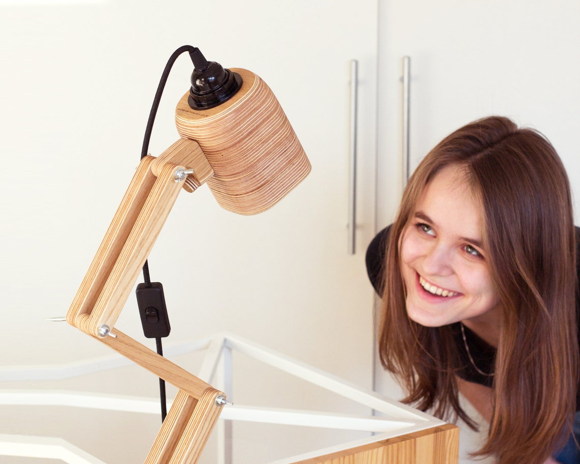 Desk Lamp Pixaro Wood Table Lamp is Unique Lamp in Natural Etsy