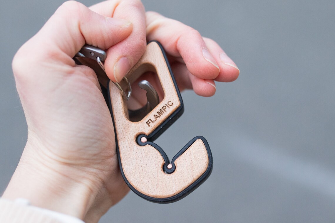 Black keychain phone stand phone holder wood accessor Etsy